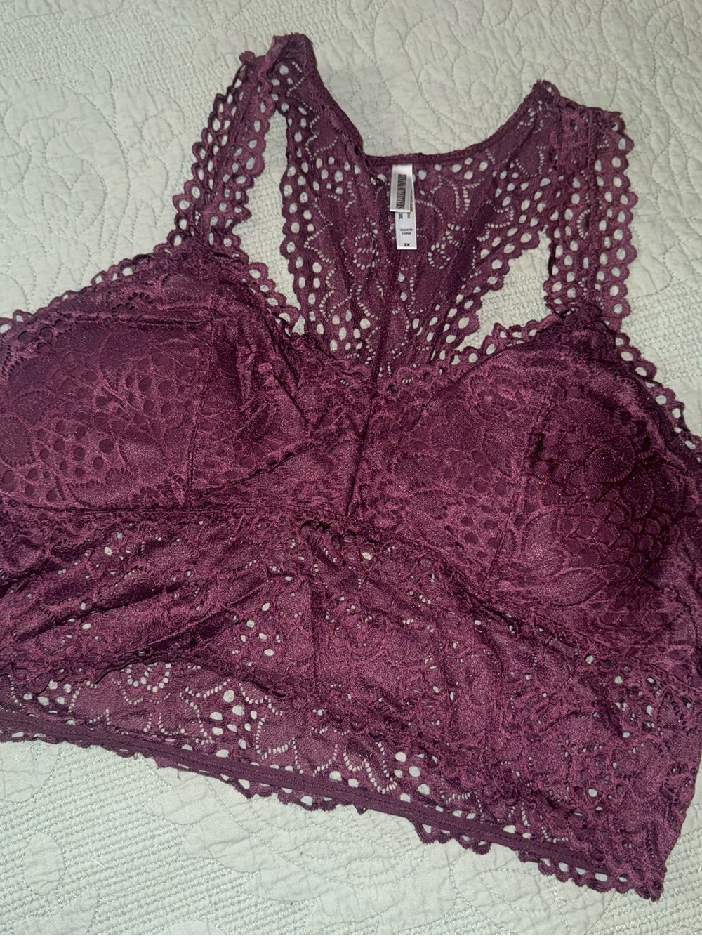 Zenana Outfitters Plum Lace Longline Bralette - Picture 2 of 4
